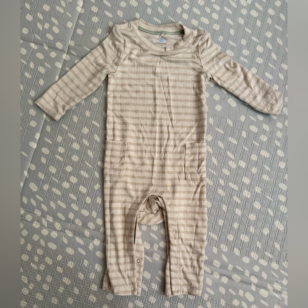 Cloud Island Checkered Beige Kids Footie
